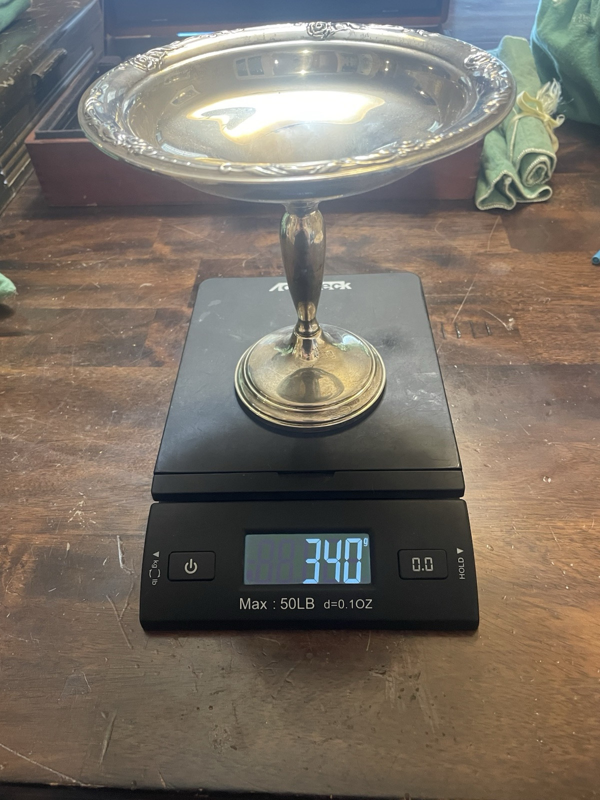 Oneida "Damask Rose" Sterling Silver Weighted Compote. S