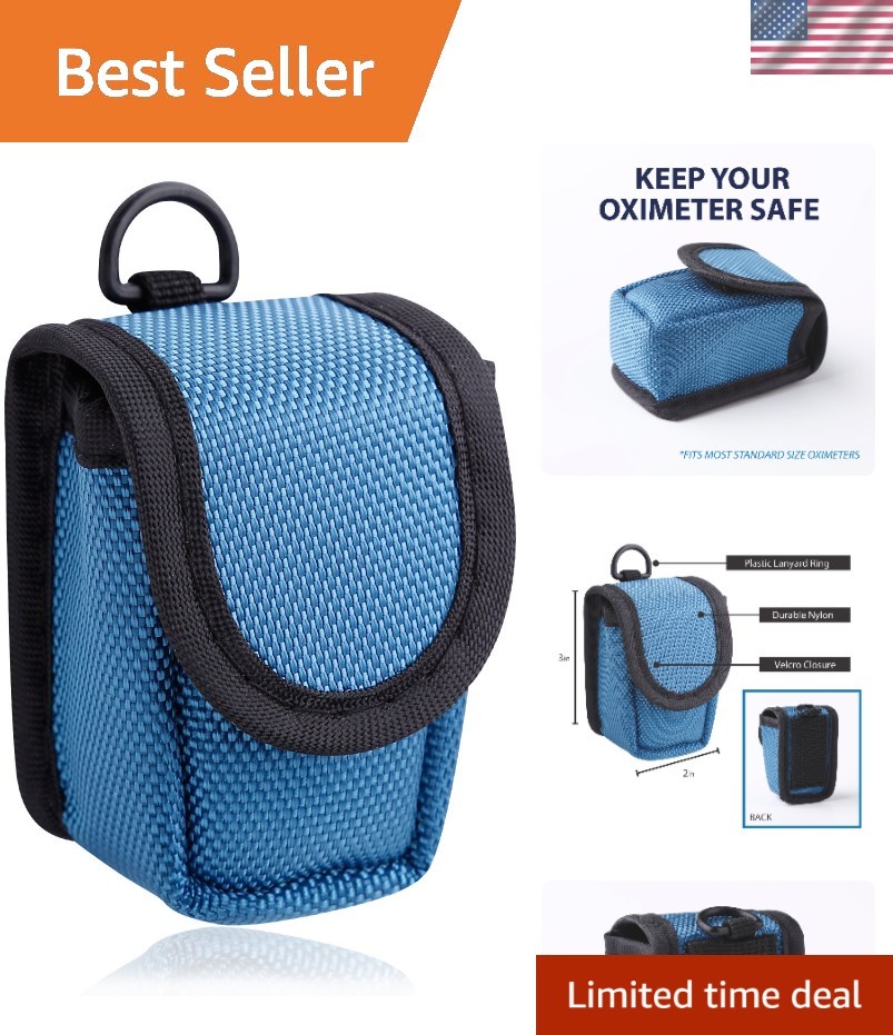 Lightweight Blue Nylon Pulse Oximeter Case - Secure & Stylish Carrying Solution