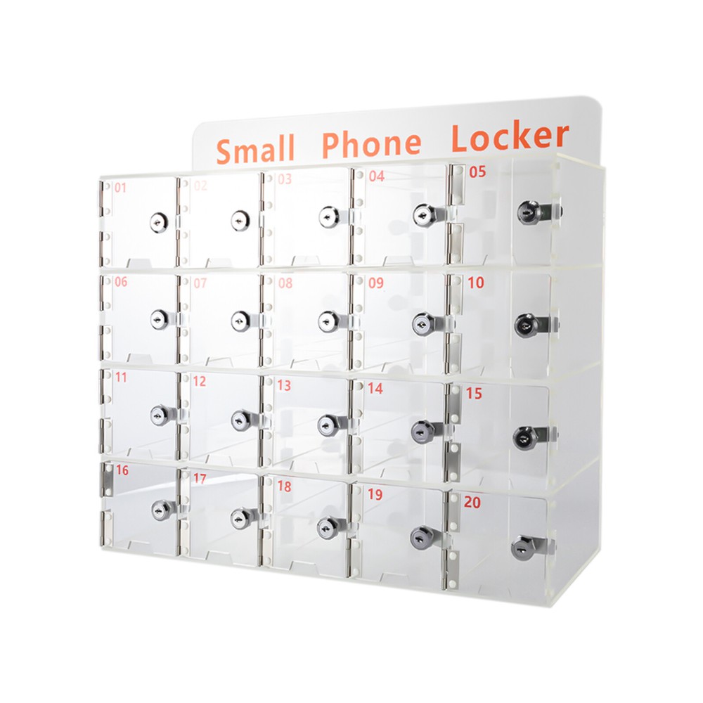Clear Acrylic Cellphone Locker Rectangular Cell Phone Storage Box with Keys