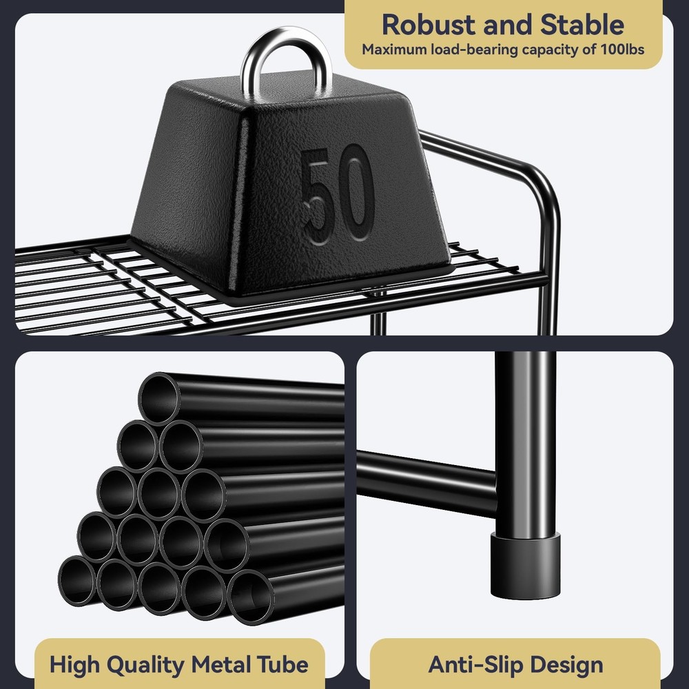 2 Tier Shoe Rack Organizer for Closet, Stackble, Black Fast Ship