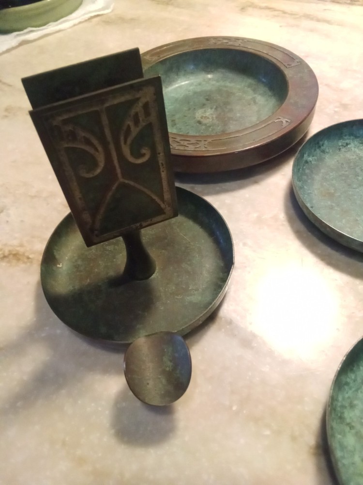 Silvercrest Bronze Sterling Silver Match Holder with 2 Ashtrays