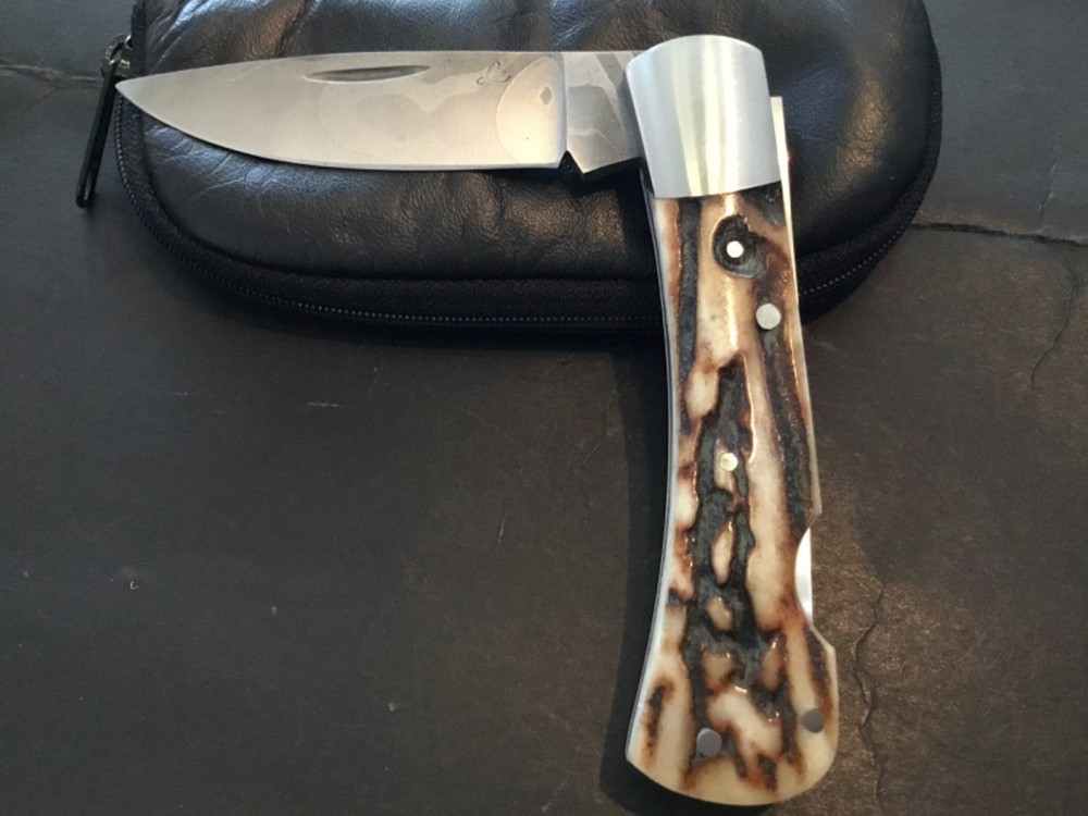 Custom Tommy Lee Premium Stag Lockback, Folder Folding Knife
