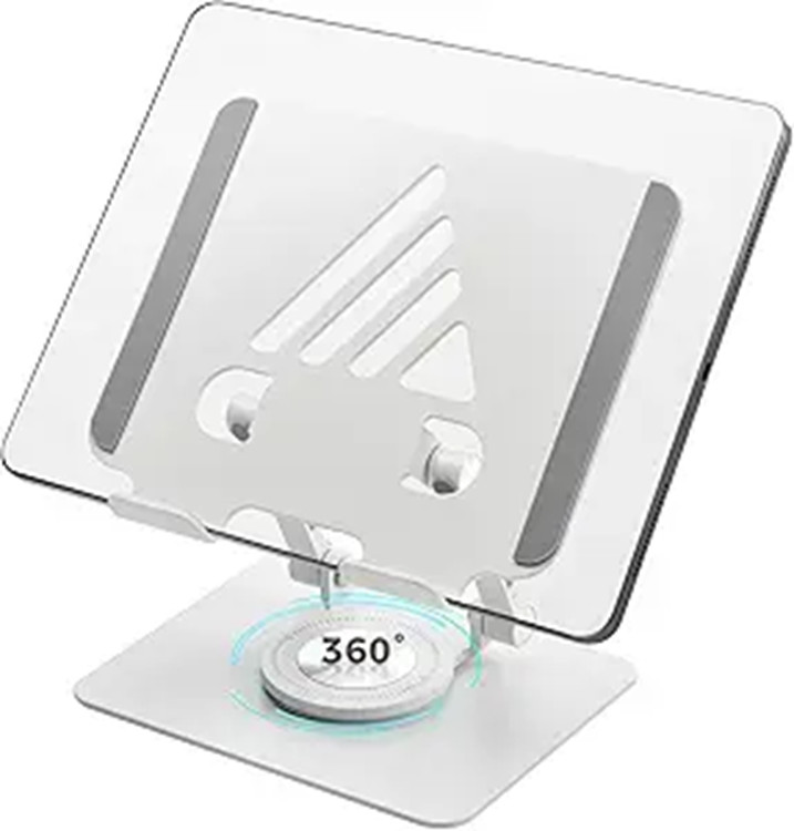 Tablet Stand for Desk, Adjustable Height & Swivel with 360° Rotating Base, Table