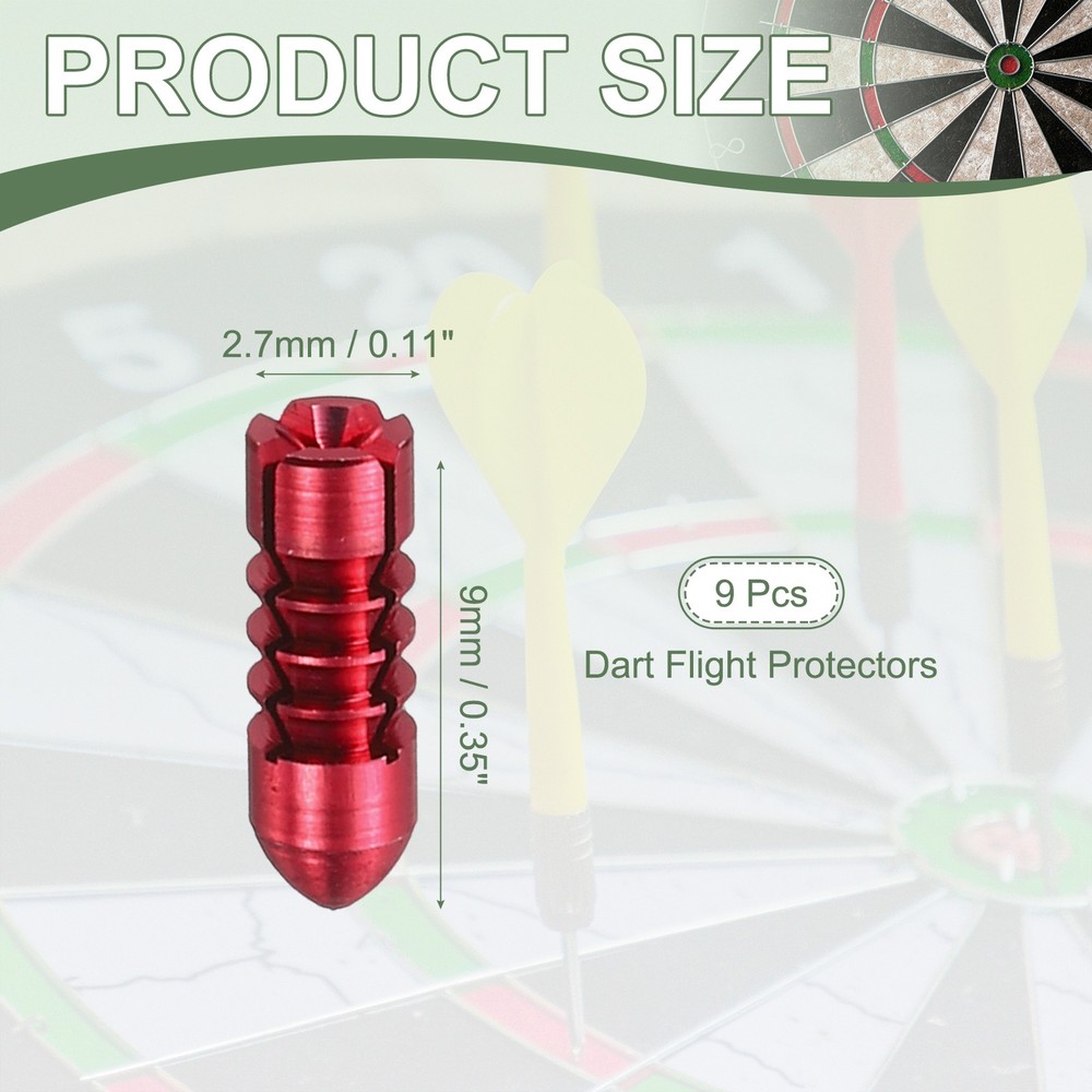 9 Pcs Dart Flight Protectors Fixed 90 Degrees Wing Savers Protects, Red