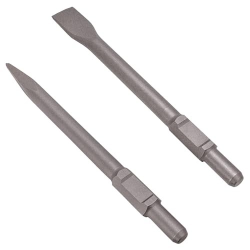 2 pc Hex Chisel Set 1-3/16" Point & Flat for Heavy Duty Electric Demolition Jack