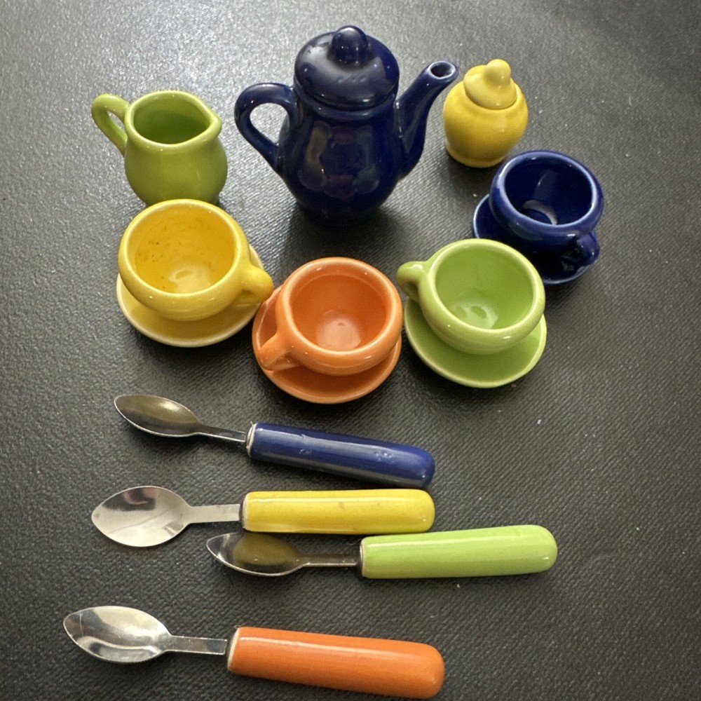 Mini Multi Color Tea At With Spoons