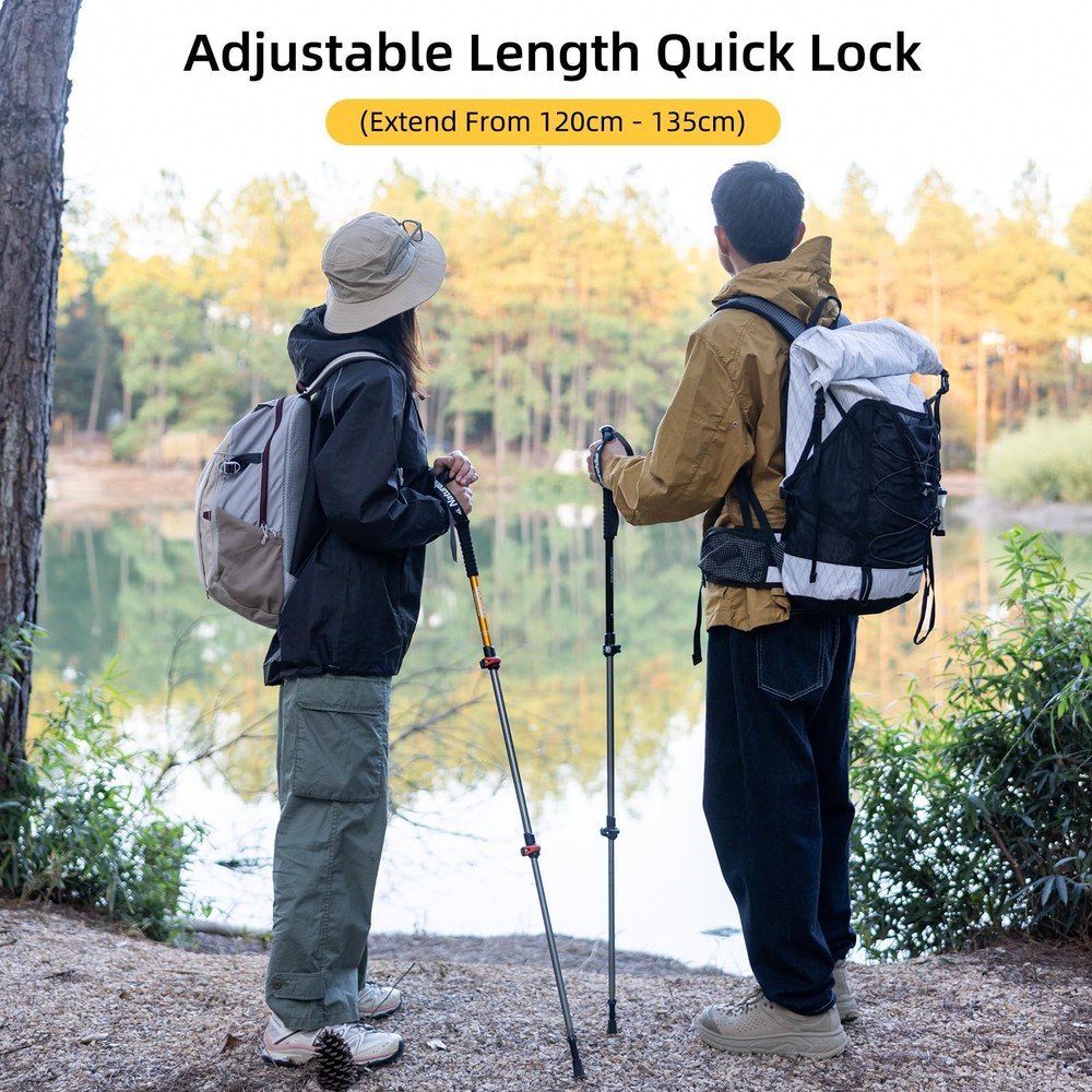 Lightweight Adjustable Collapsible Trekking Poles with Shock Absorption, 2 Pack