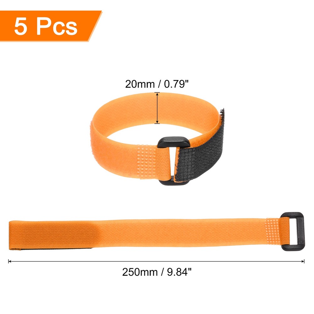 5 Pcs Battery Tie Down Straps, 0.8" x 10" Orange Nylon Hold Down Hook Loop Strap