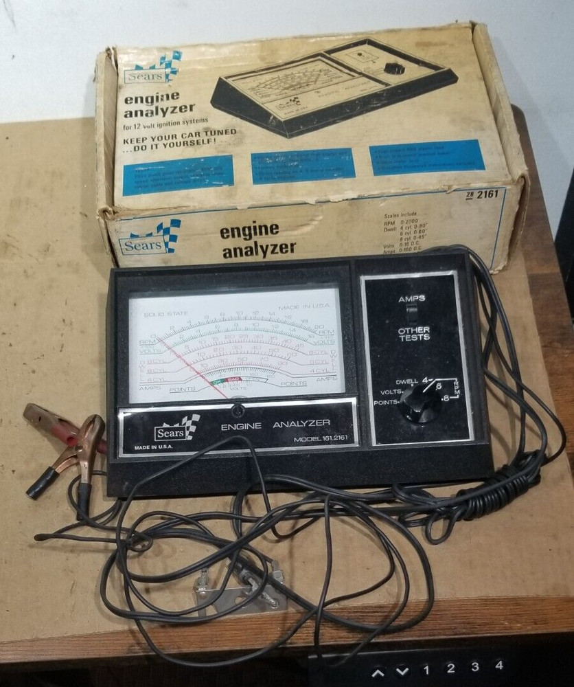 Vtg Sears Engine Analyzer 12 Volt Model 28.2161 w/ Box - Untested