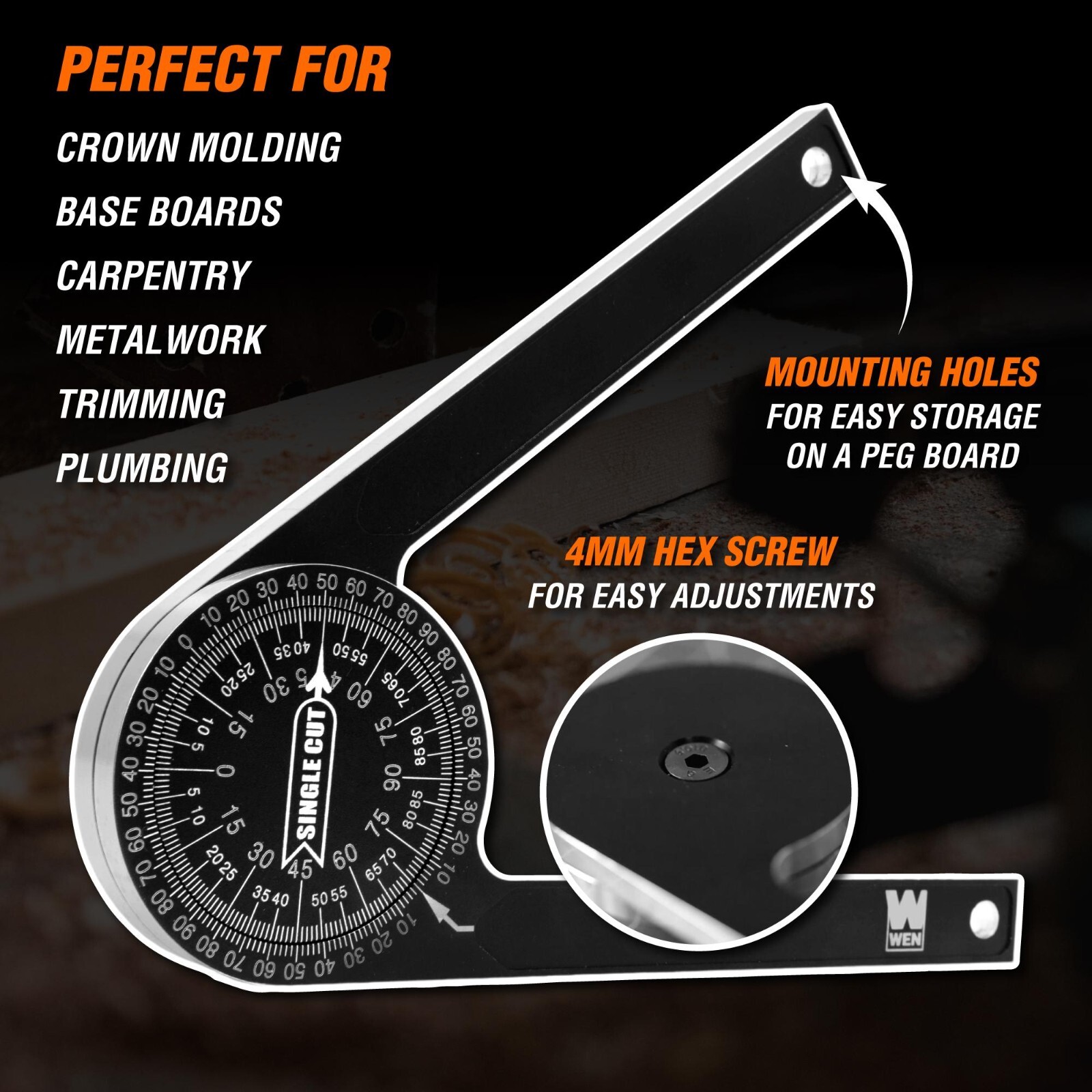 WEN ME175P 7.25" Aluminum Alloy Miter Saw Protractor with Laser-Engraved Scales