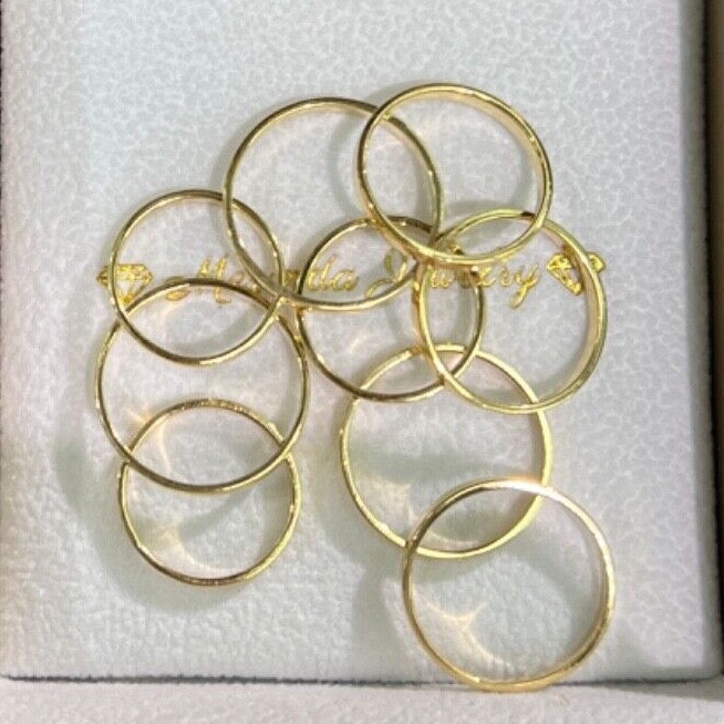 2mm 18K Solid Yellow Gold Handcraft Unisex Square Wedding Stackable Ring Band