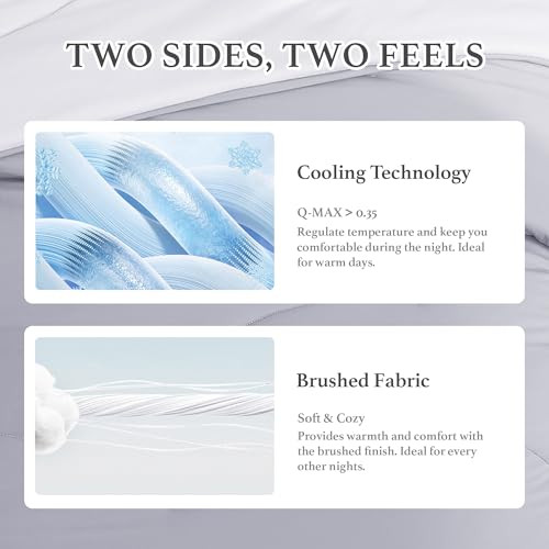 Grey Queen Size All-Season Down Alternative Comforter Set - Reversible