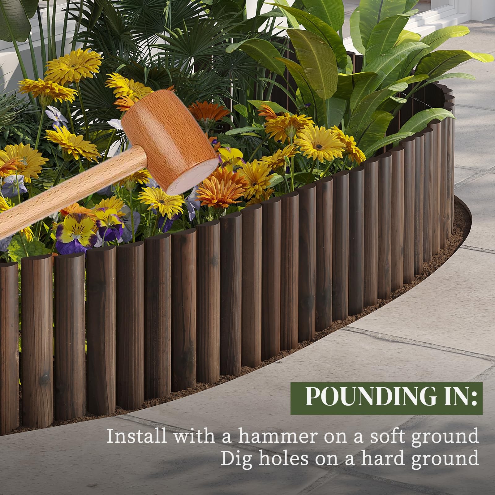 Garden Border Edging Landscape Edging Border Wooden Landscape Edging Wood Fen...
