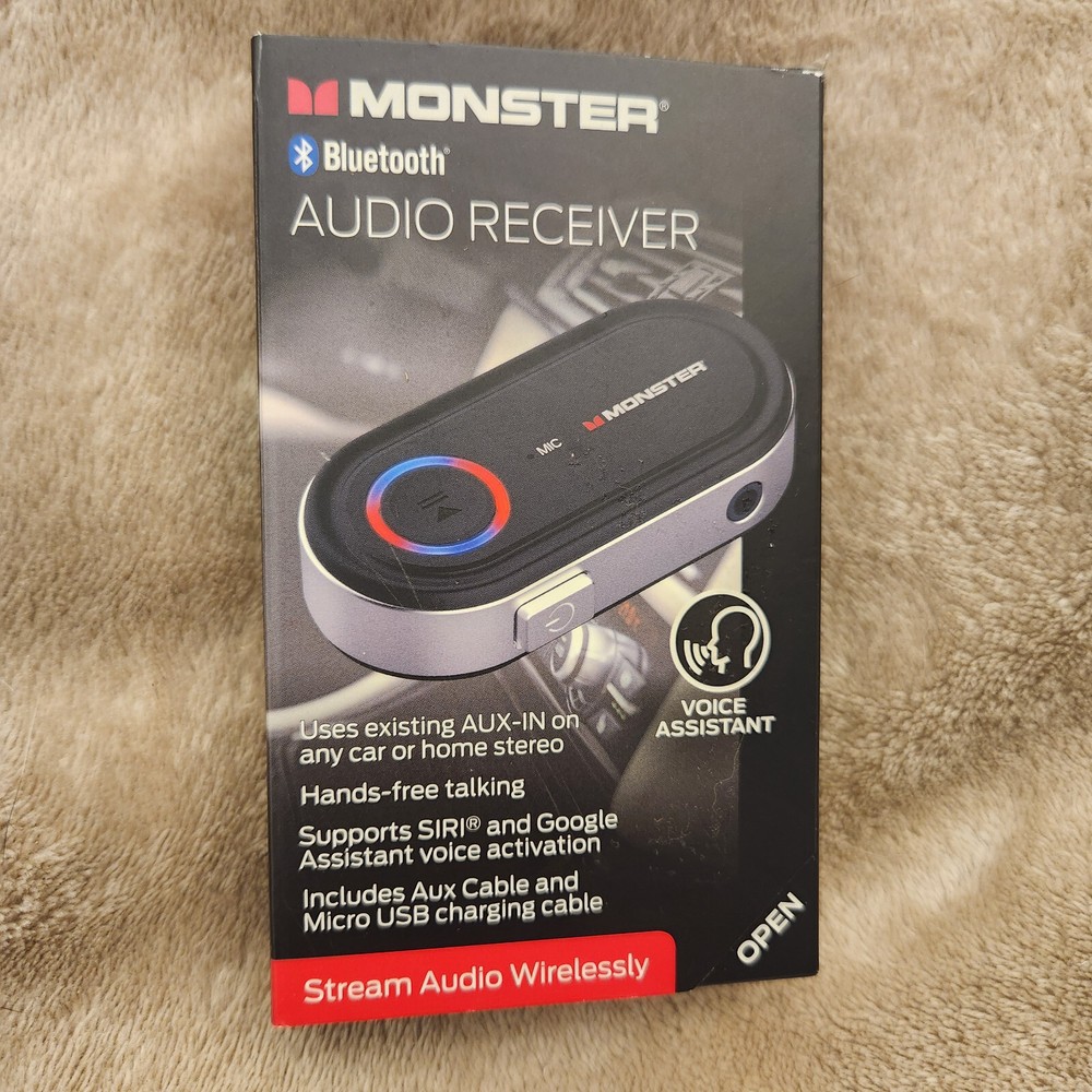 Monster Bluetooth 3.5mm AUX Audio Receiver Adapter with Voice Assistant Support