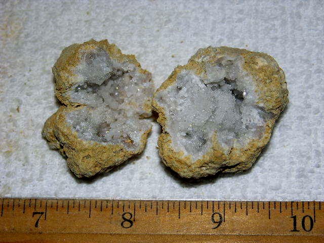 Geode pair opened with crystal centers 2 inch G33