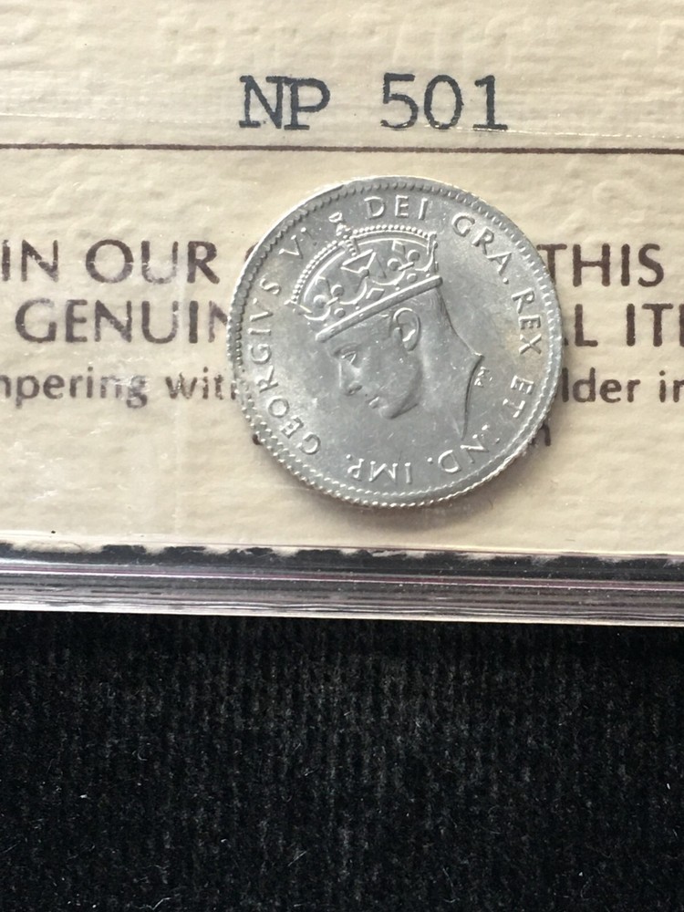 1943c, ICCS Graded Newfoundland Five Cent, **AU-55**