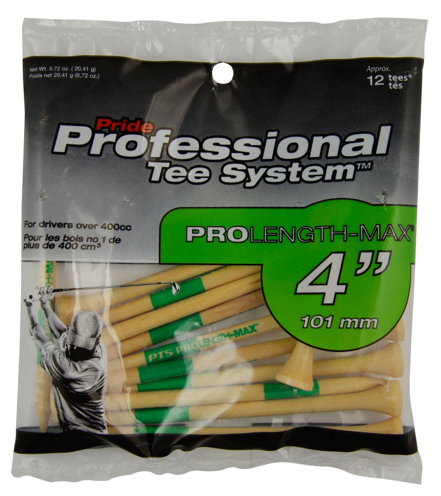 Pride Professional Tee System, 4 inch Golf Tees, 12 count bag