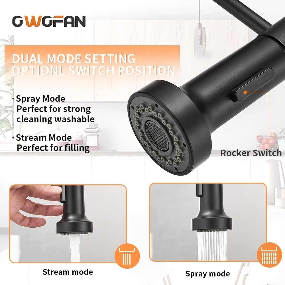 Classic Black Pull Down Kitchen Faucet - Easy Installation & Durable Performance