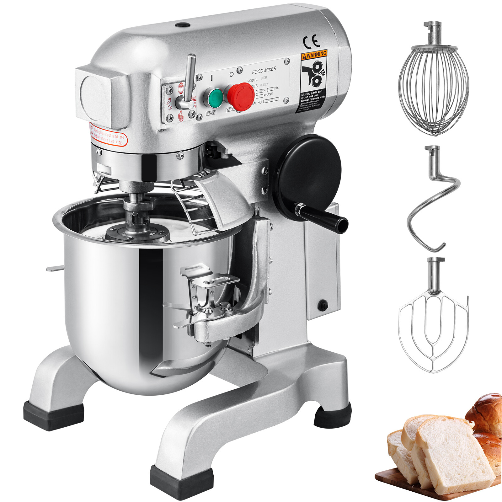 VEVOR Commercial Food Mixer Electric Dough Mixer 15Qt 3 Speeds Pizza Bakery 600W