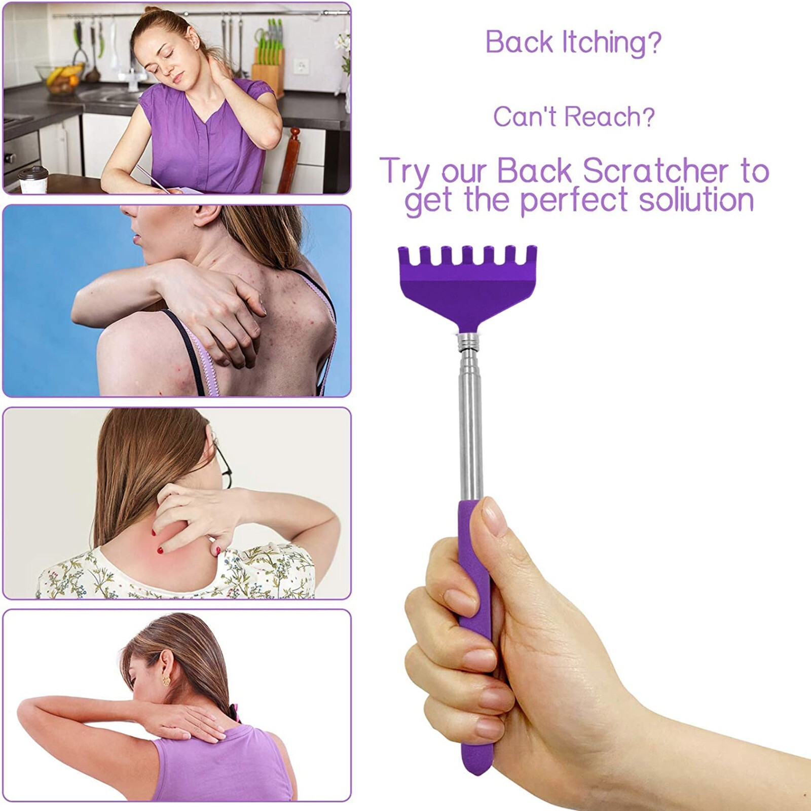 3 Pack Bear Claw Telescopic Metal Extendable Back Scratcher Back Massager Gift