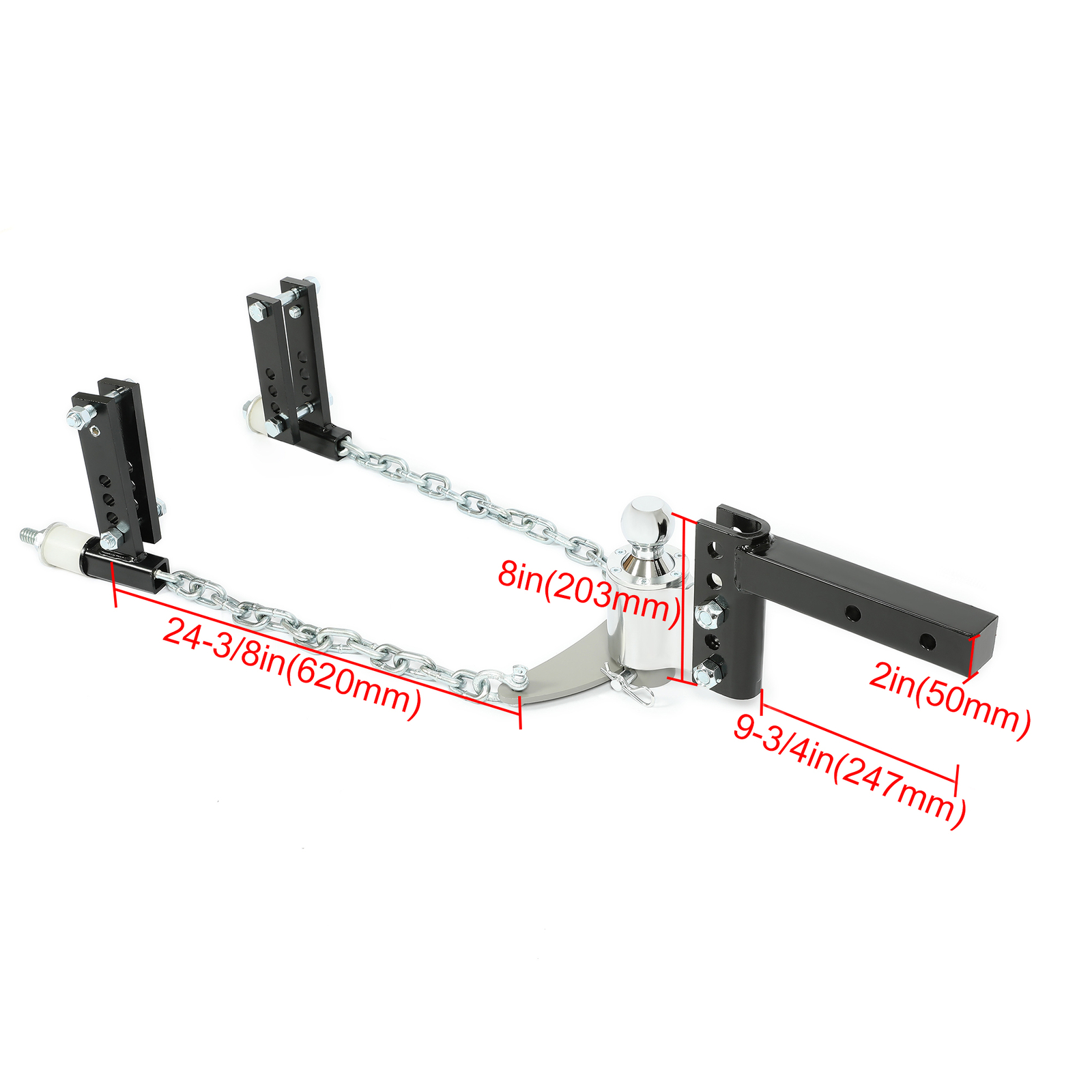 Powder Coated & Chrome Weight Distribution Hitch For 4" drop/rise 2-5/16" ball