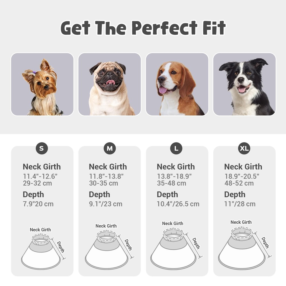 Dog Cone Alternative, Adjustable Soft Comfy Foldable Cones for Medium Large D...