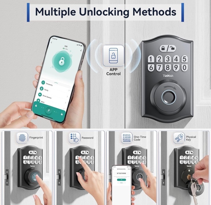 Fingerprint Door Lock Keyless Entry Door Lock Deadbolt App Control Smart W Code