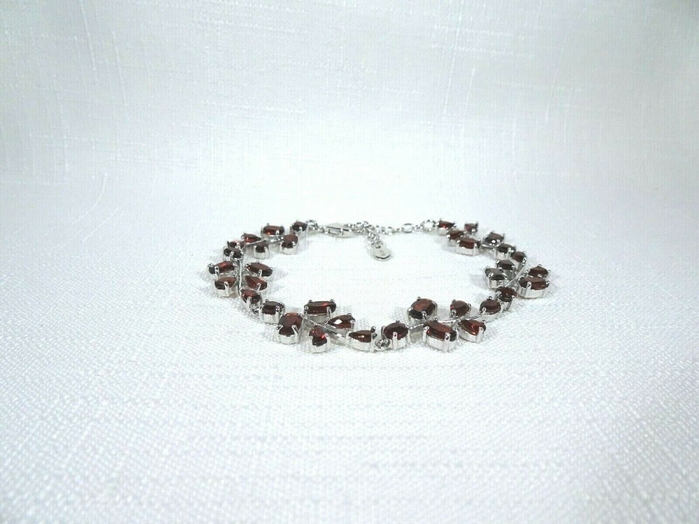 13.20 ct Natural Garnet Solid Sterling Silver Adjustable Bracelet -21 cm