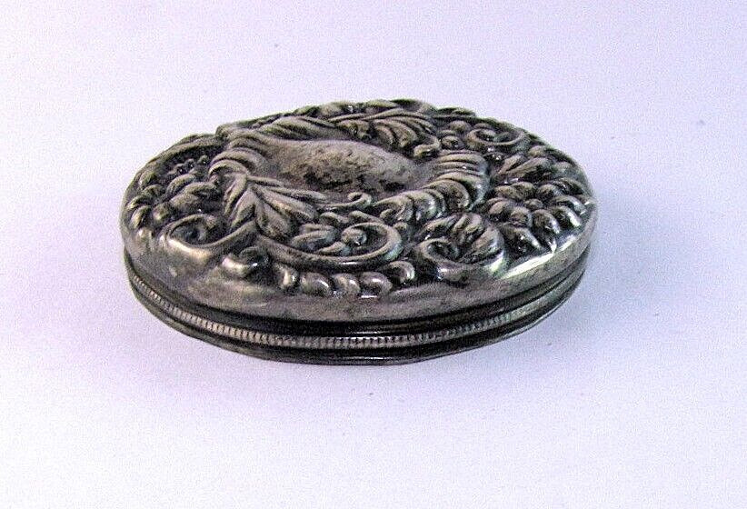 Antique Sterling Silver Repousse Jar Container Lid