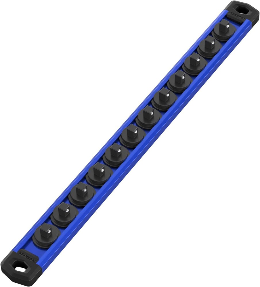 WORKPRO Magnetic Socket Organizer1/2''DriveMultiColor Aluminum Alloy Socket Rail