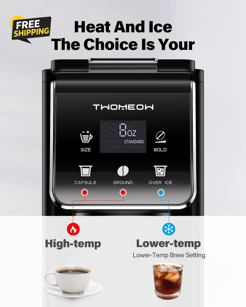 Coffee Maker Hot & Iced with Bold Setting,Single Serve Coffee Maker for K