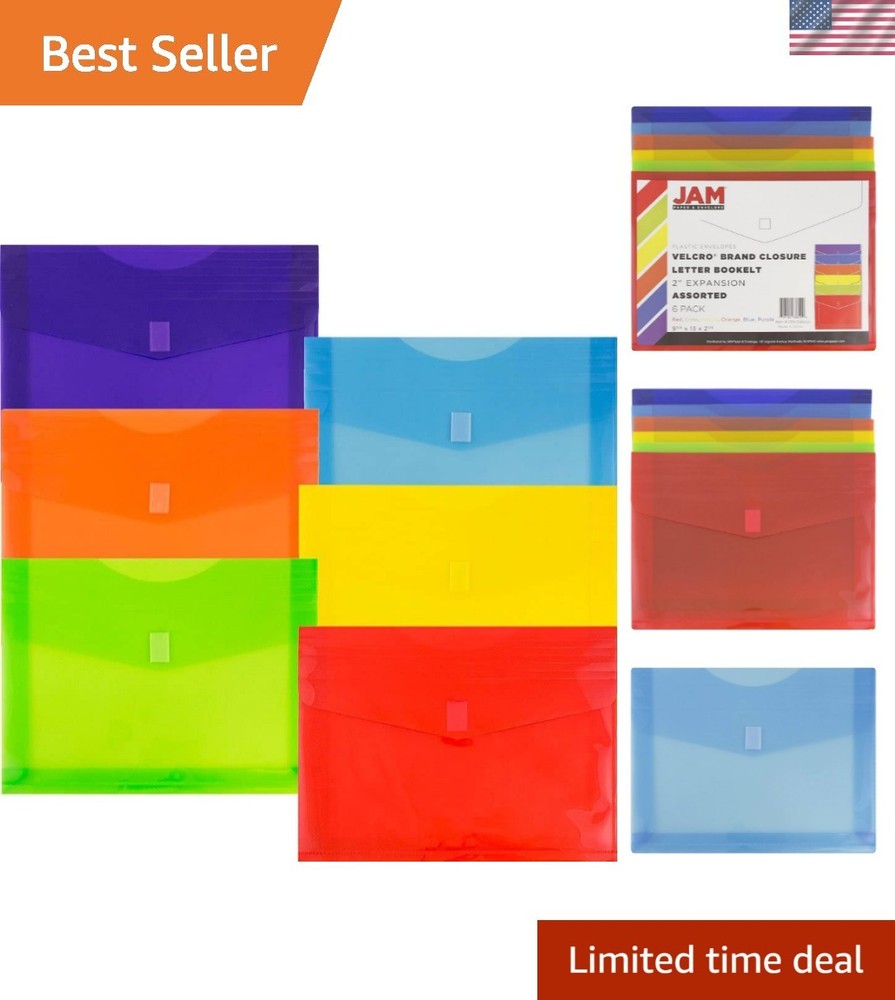 6-Pack Translucent Expansion Envelopes - Hook & Loop Closure for Secure Storage