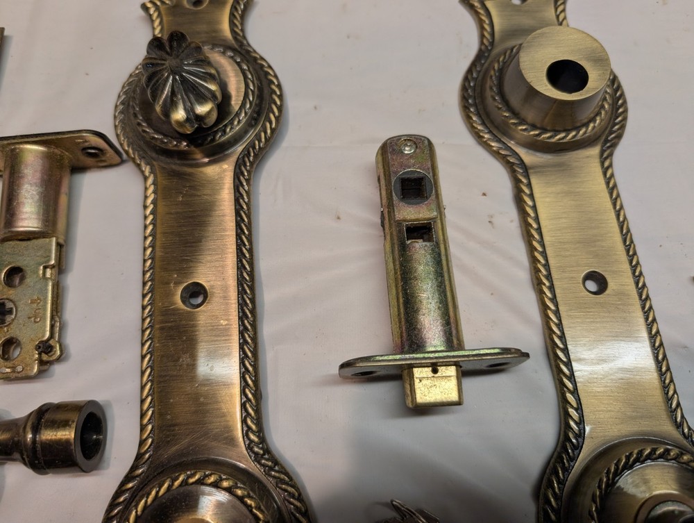 WI Barn NIB Solid Antique Brass Mortise Lock Set Narrow Backset Locks Entry