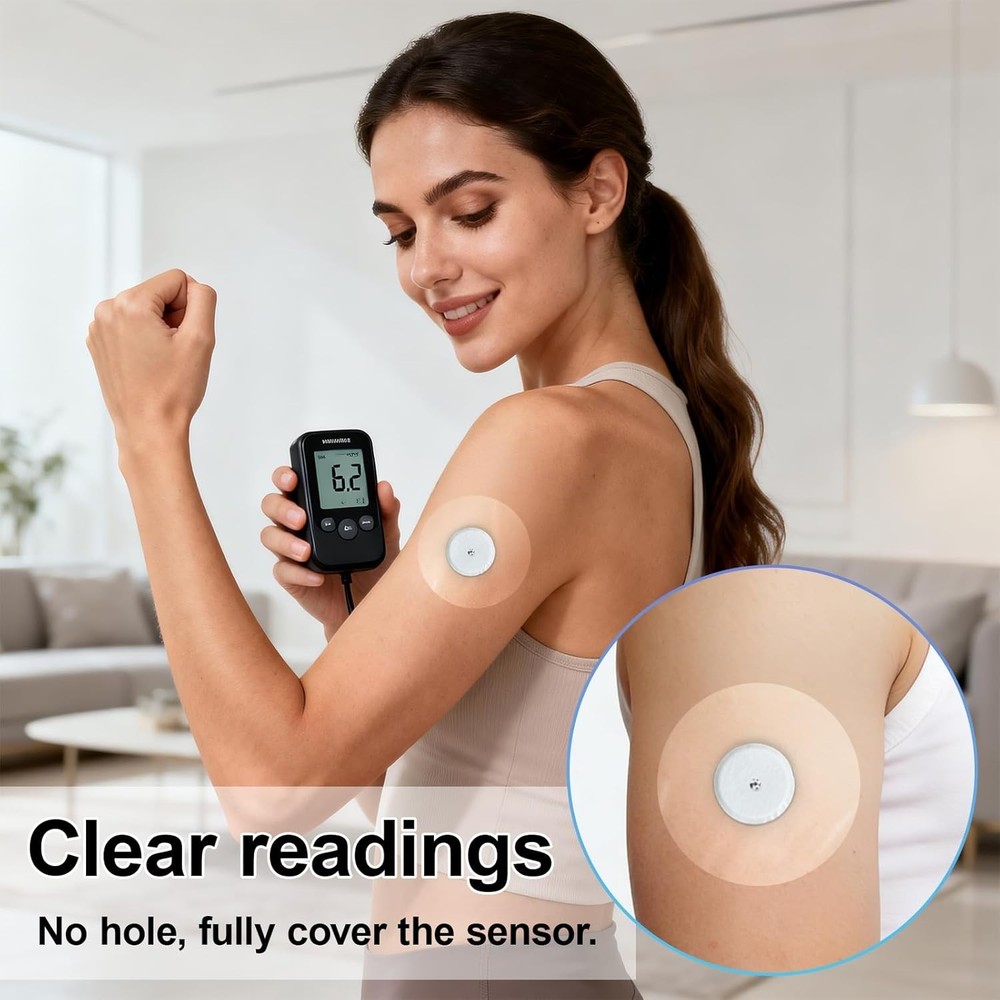 Transparent 20 Pack Libre 3 Adhesive Sensor Covers - Skin-Friendly & Durable