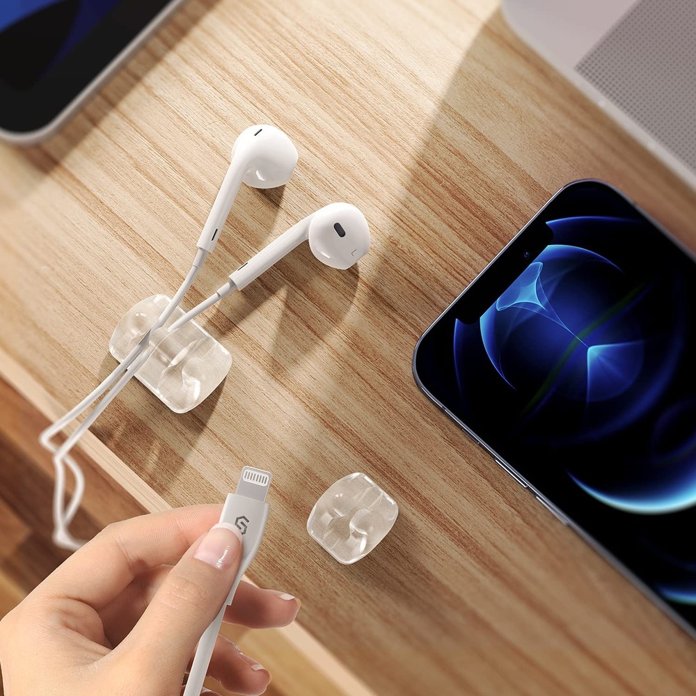 Syncwire Clear Cable Clips - Cord Holders - Self Adhesive