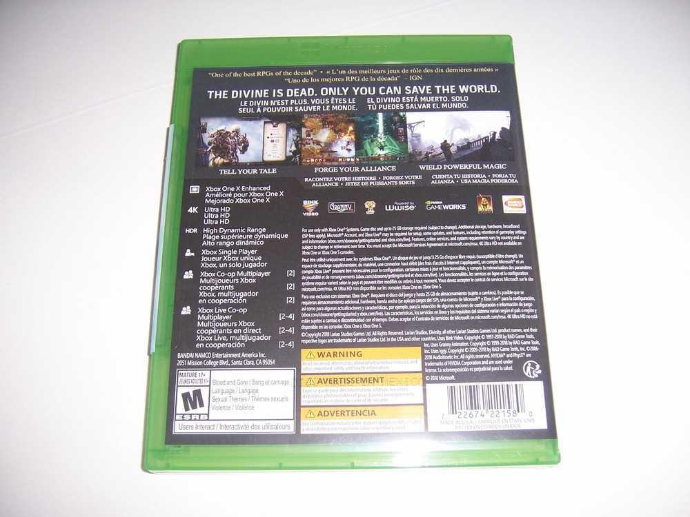 Original Box Case Replacement Microsoft Xbox One XB1 Divinity II 2 Original Sin