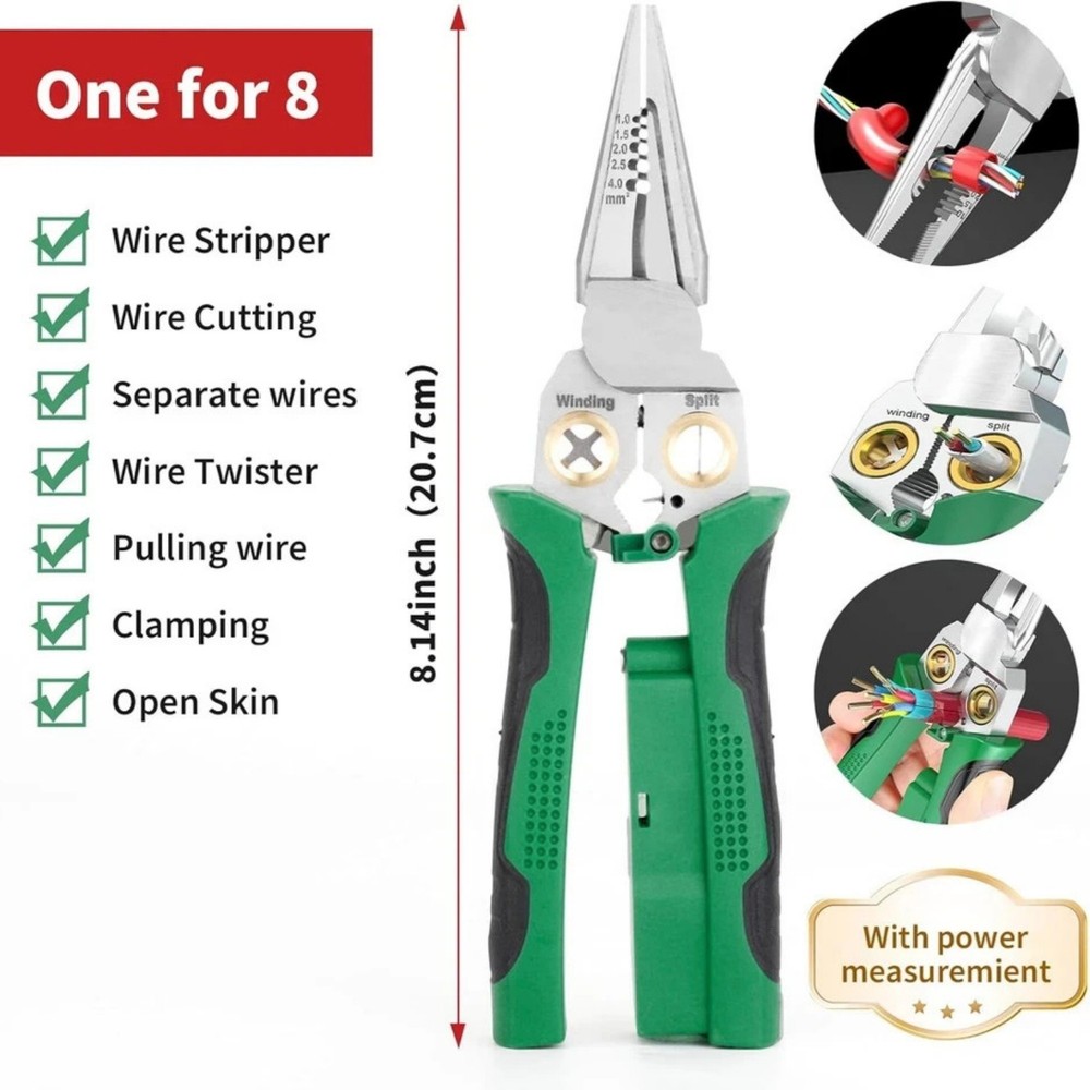 8In1 Wire Stripper Twister for Cutting and Pulling Wires, Cable Scissors,Voltage