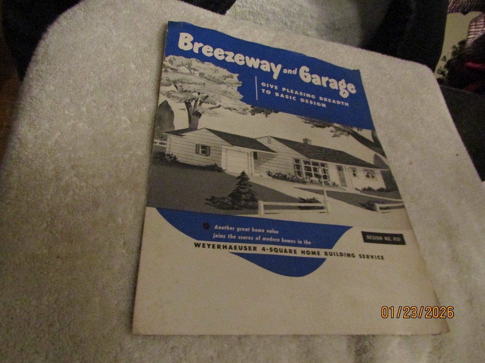 Vintage Weyerhaeuser 4 Square Guide Home Manual Plans Breezeway & Garage 4151