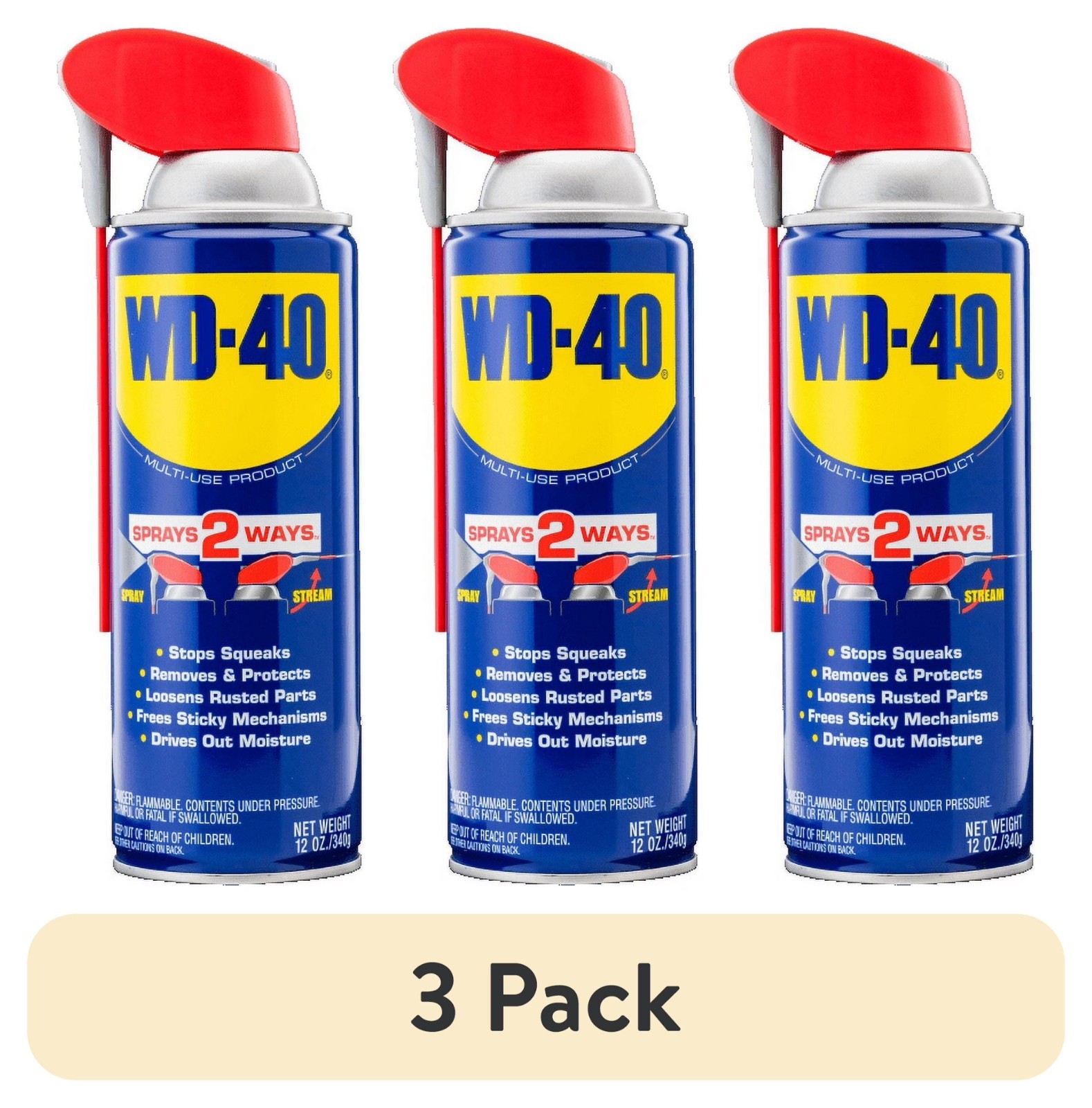New Multi Purpose Original WD-40 Formula Lubricant Spray 3-PACK w/. Smart Straw