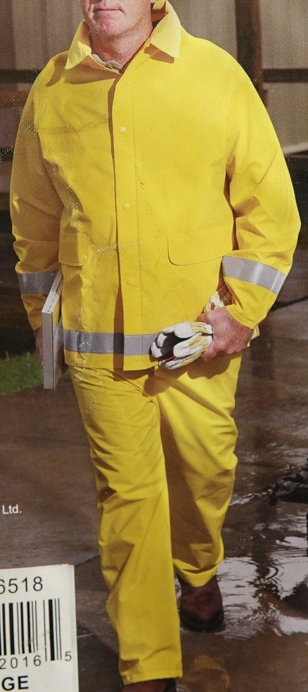 BRAZOS Work Force yellow polyvinyl Rainsuit jacket WITHOUT HOOD & bib,BUTTON ISS