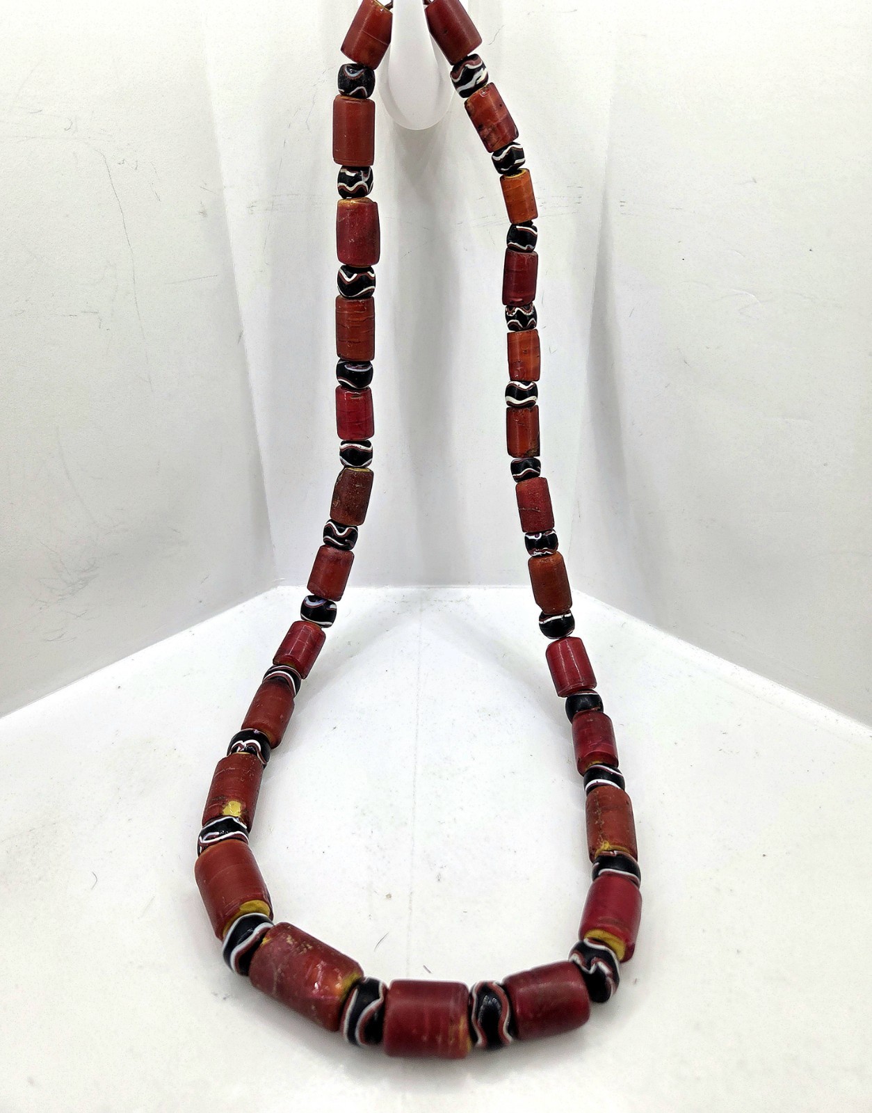 Hudson Bay Trade Bead Necklace Yellow Core Cornaline D'aleppo Venetian Trail