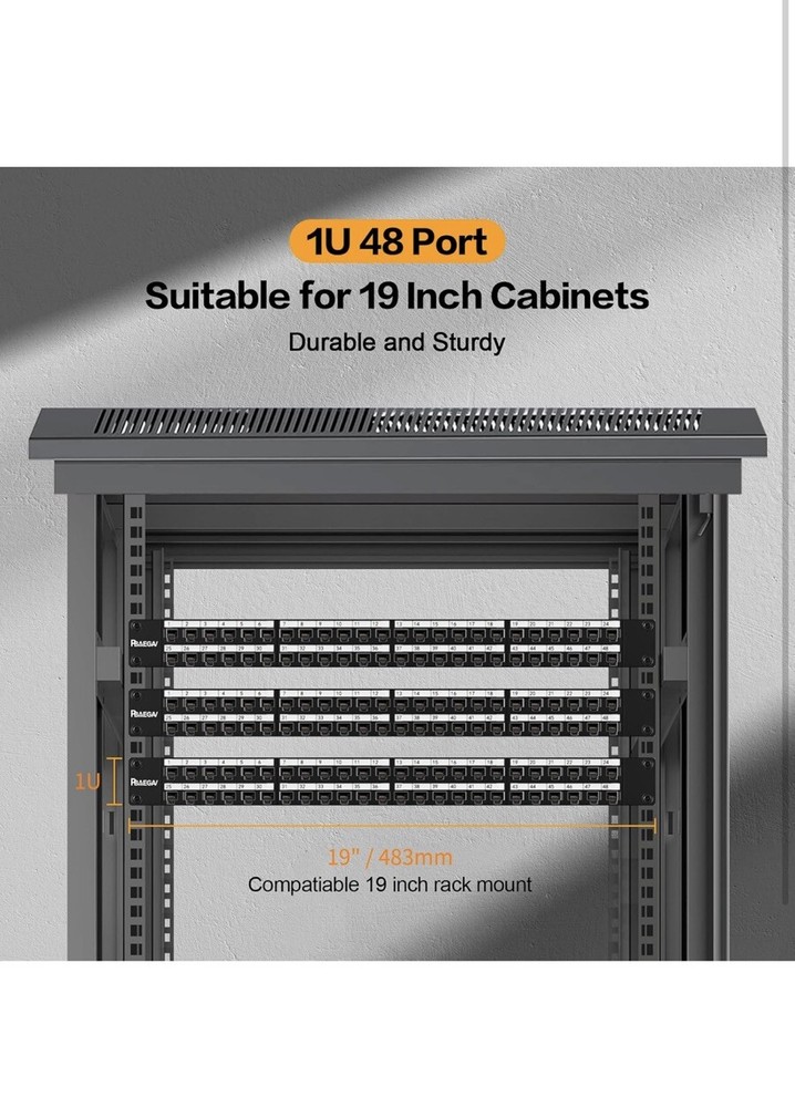 48 Port Patch Panel Cat6 19” Rack & Wall Mount Ethernet UTP Keystone Patch Panel