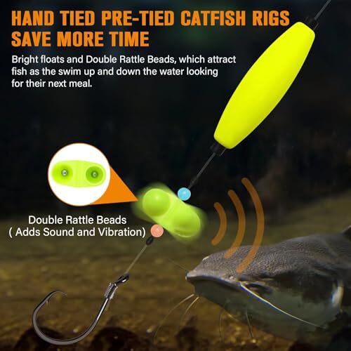 Catfish Rigs Catfish Float Rigs 6PCS B-Double Rattle-6/0 HOOK * 6PCS