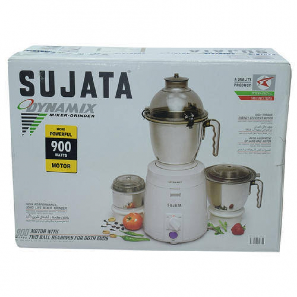 Sujata Dynamix, Mixer Grinder, 900 Watts, 3 Jars (White)