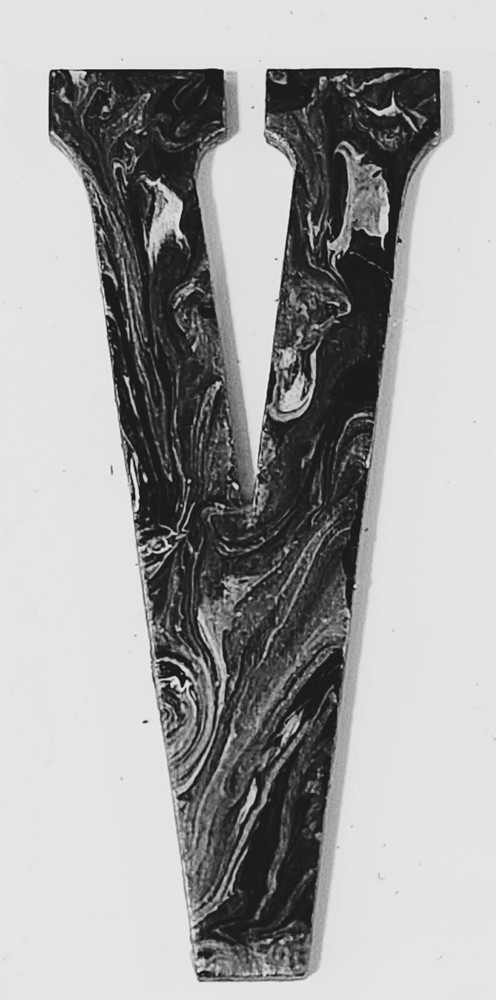 Unique Handpainted 4" Wood Letter "V"