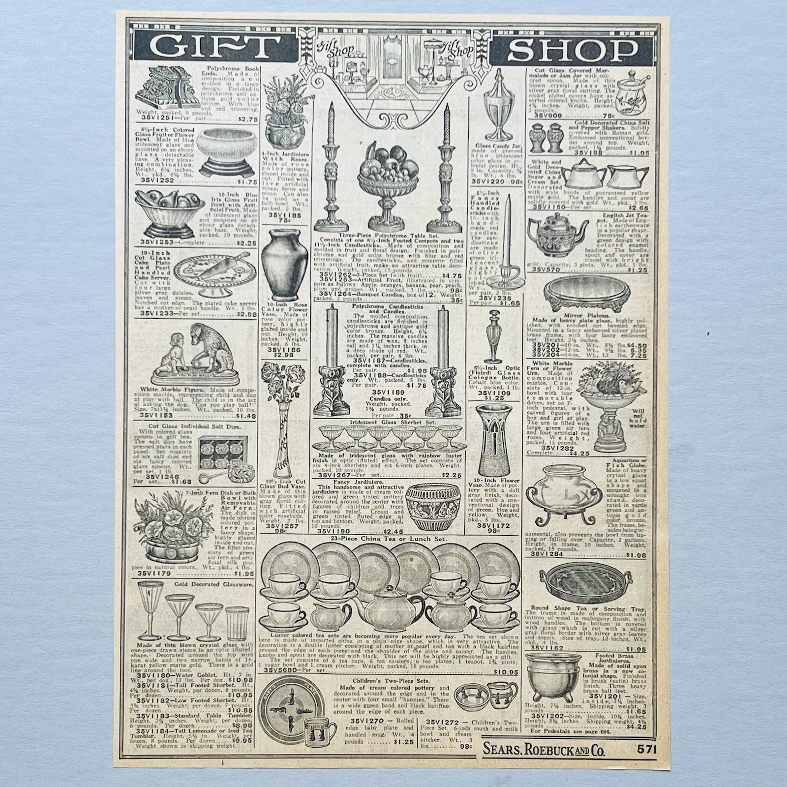 1931 Art Deco CUT GLASS & PORCELAIN POTTERY HOUSEWARES TABLEWARE Sears PRINT AD