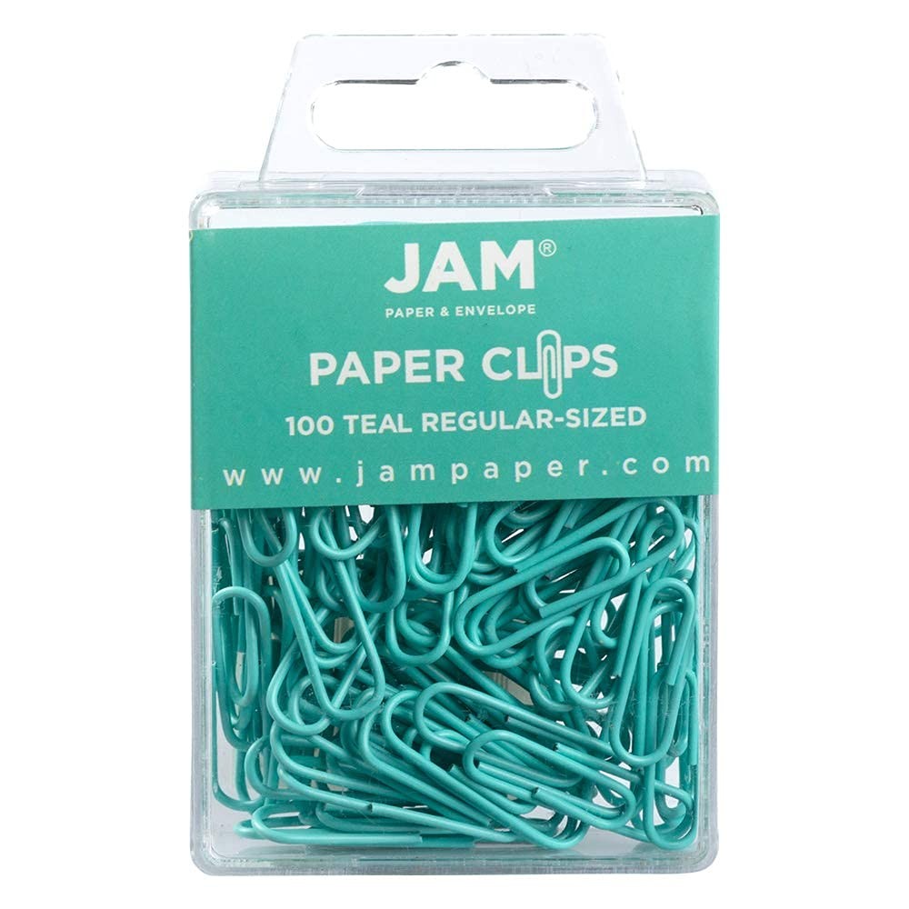 Colored Standard Paper Clips - Small - Teal - 100/pack