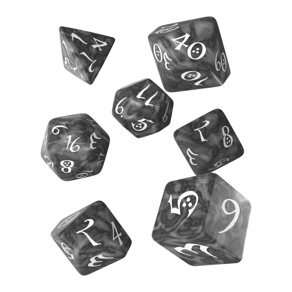 Q Workshop RPG Smoky White Dice 7 Piece Plastic Standard Classic Tabletop Gaming