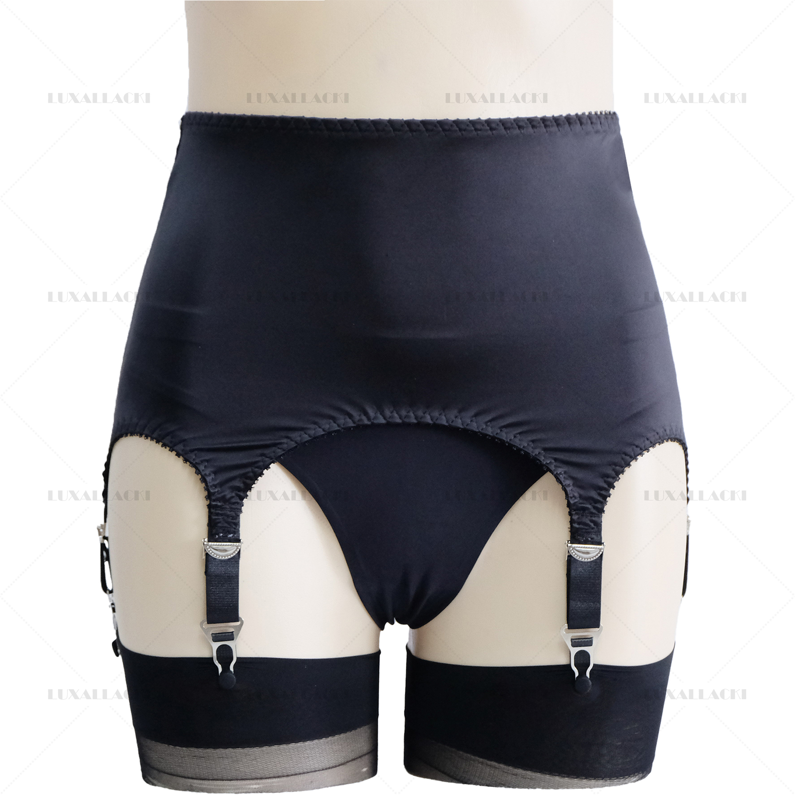 Luxallacki Classic Satin Lace Garter Belt 6 Straps Sexy Waist Girdle (3 Colors)