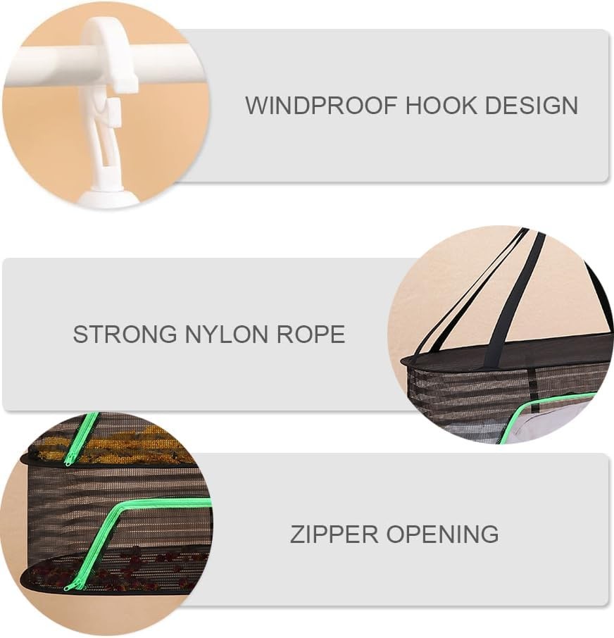 Foldable Drying Net Vegetables Fish & Dehydrated Goods Multi-Tiered Food Drying